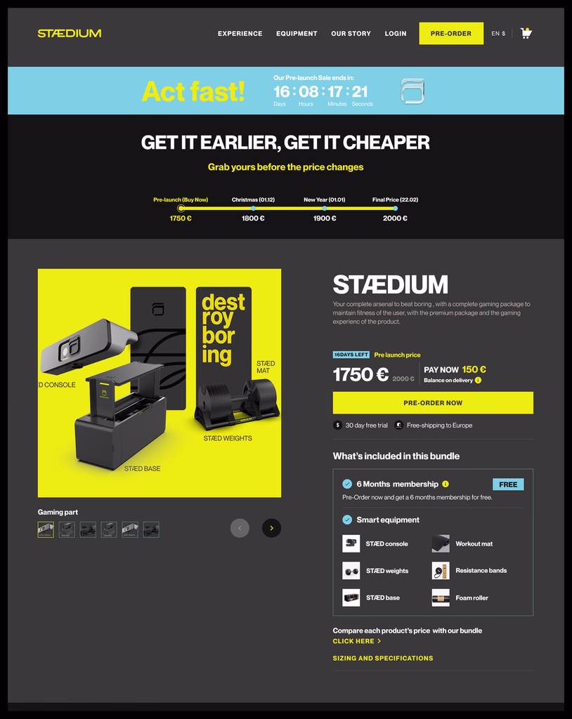 After: a single bundle with a clear price and pre-order button