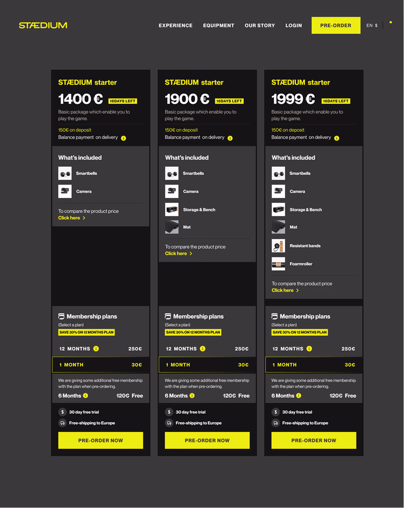 Before: three bundle options side by side