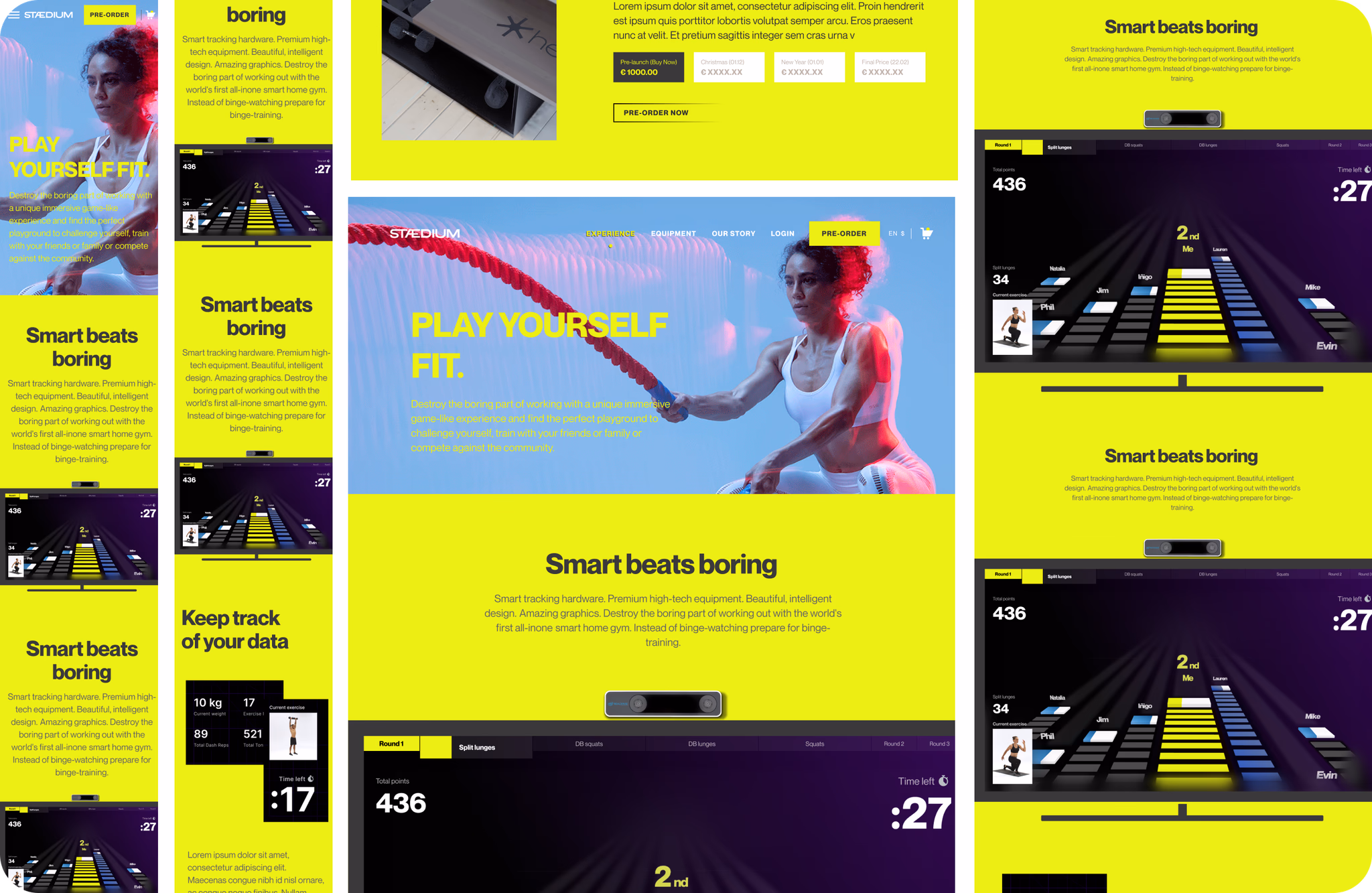Stædium gaming screens and the “Smart beats boring” page