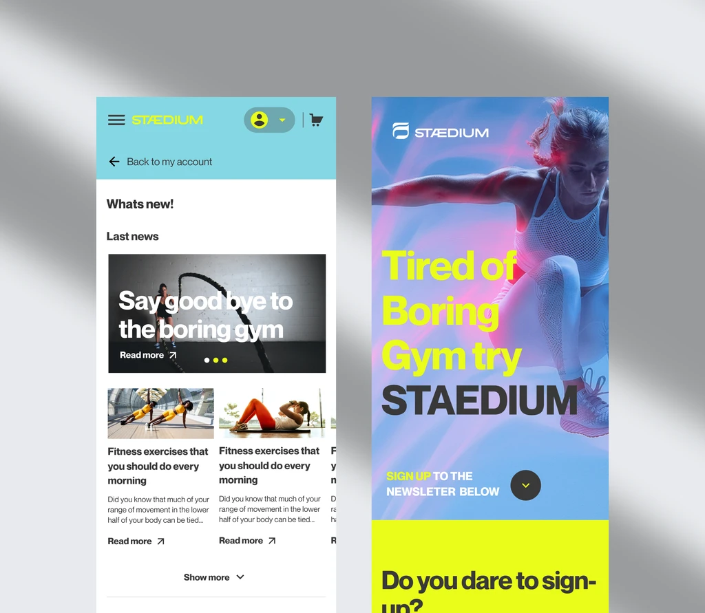 Account and newsletter sign-up screens