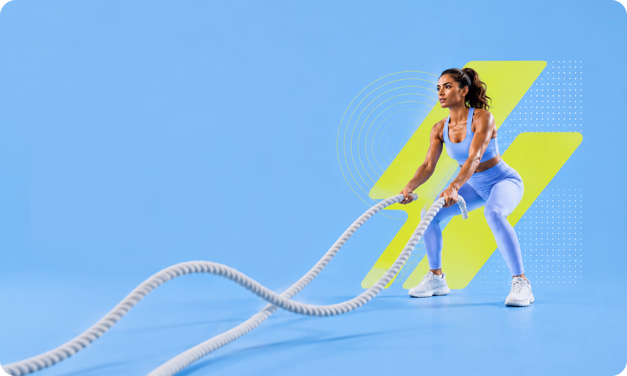 An athlete training with battle ropes
