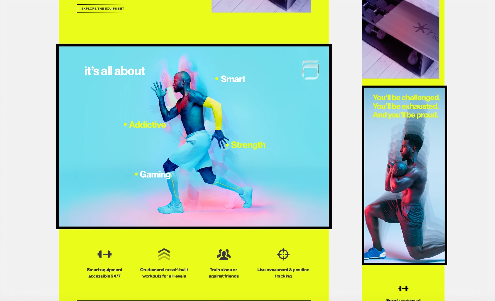 Screens built on real athlete imagery and outcome-focused messaging
